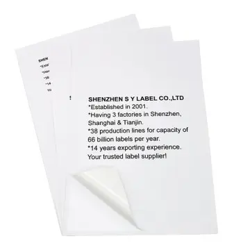 Inkjet & Laser Label-A4 Size Label 1up A4 Printable Sticker